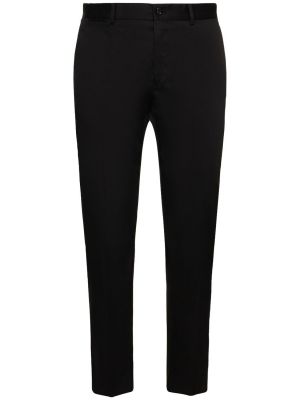 Pamučne hlače visoki struk Dolce & Gabbana crna