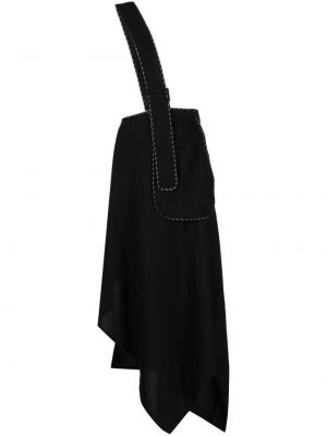 Асиметрична миди пола с драперии Yohji Yamamoto черно