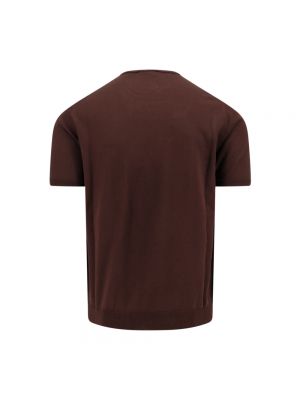 Camisa de algodón de cuello redondo Roberto Collina marrón