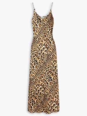 Леопардовое атласное длинное платье с принтом Paco Rabanne