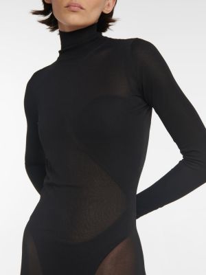Průsvitné dlouhé šaty jersey Alaã¯a černé