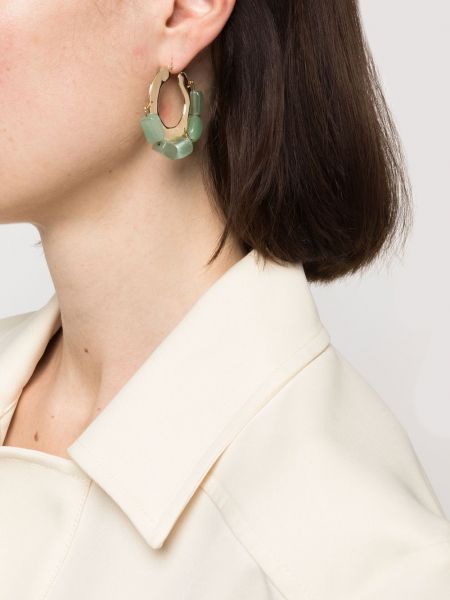 Boucles d'oreilles à imprimé à boucle en cristal Jil Sander vert