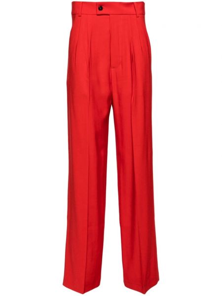 Pantaloni drepti plisate Patrizia Pepe roșu