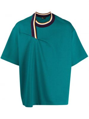 Bombažna majica s črtami Kolor zelena