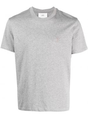 T-shirt brodé en coton Ami Paris gris