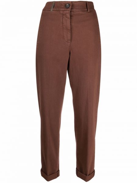 Pantalones rectos de cintura alta Peserico marrón
