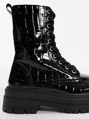 Лаковые ботинки на шнуровке Topshop черные