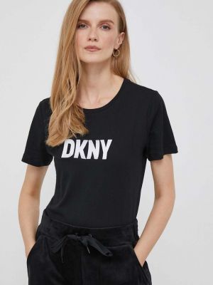Памучна тениска Dkny черно