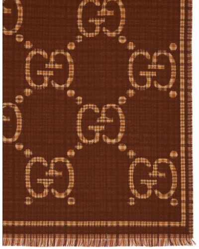 Sciarpa di lana a quadri in tessuto jacquard Gucci nero