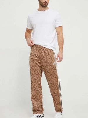 Класически панталони с принт Adidas Originals кафяво