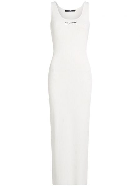 Robe avec ceinture brodé sans manches Karl Lagerfeld blanc