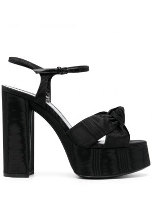 Sandales en cuir à plateforme Saint Laurent noir