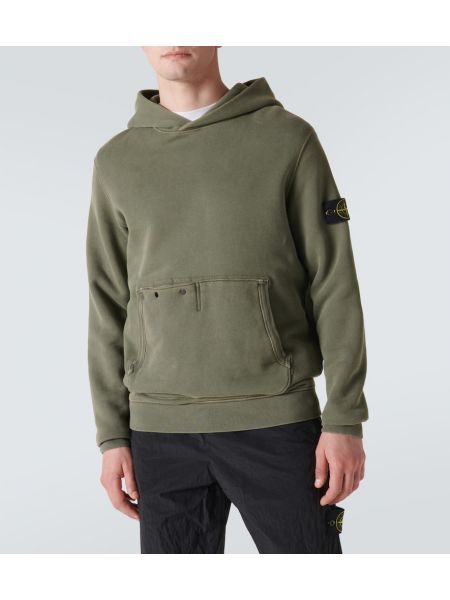 Jersey pamuklu hoodie Stone Island yeşil