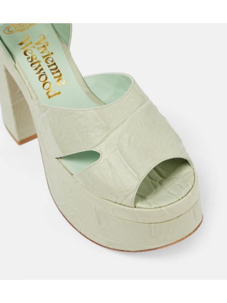 Sandali di pelle con platform Vivienne Westwood verde