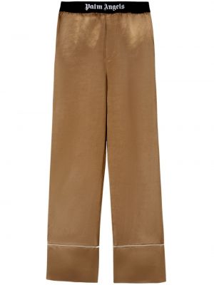 Pantalon en coton à imprimé Palm Angels marron