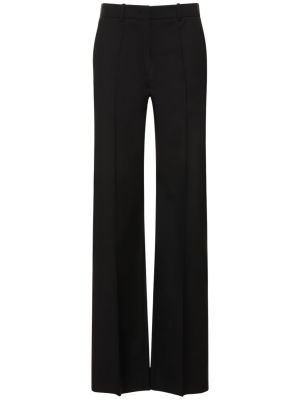 Μάλλινο παντελόνι με ψηλή μέση σε φαρδιά γραμμή Valentino μαύρο