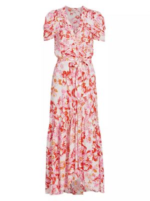 Платье на запах в цветочек с принтом Poupette St Barth розовый