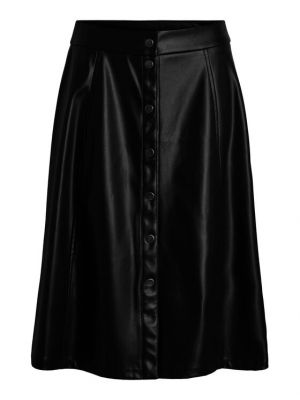Priliehavá midi sukňa z ekologickej kože Vila čierna
