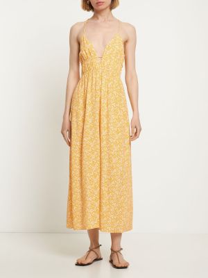 Sukienka długa z wiskozy z nadrukiem Designers Remix pomarańczowa