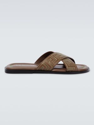 Usnjene sandali Versace rjava