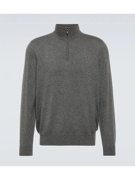 Kašmírový svetr na zip Loro Piana šedý