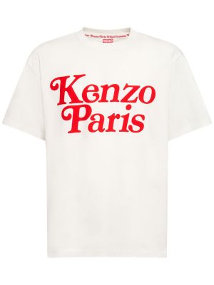 Camiseta de algodón de tela jersey Kenzo Paris blanco