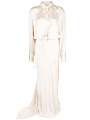 Сатенена вечерна рокля The Attico бяло