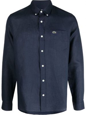 Пухена риза бродирана Lacoste синьо