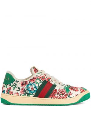 Sneakersy w kwiatki z nadrukiem Gucci Screener