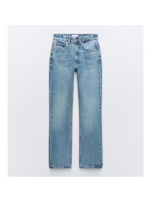 Прямые джинсы с высокой талией Zara синие