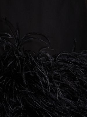 Šifoninis šilkinis mini suknele su plunksnomis Valentino juoda