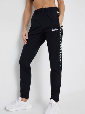 Diadora nadrág női, fekete, magas derekú egyenes