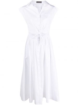 Βαμβακερή μίντι φόρεμα με κορδόνια με δαντέλα Lorena Antoniazzi λευκό