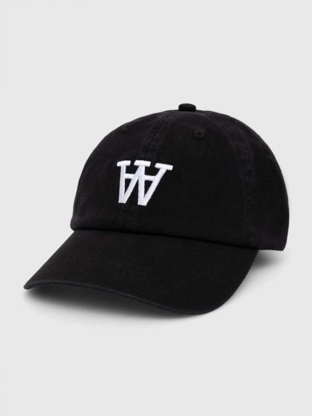 Βαμβακερό καπέλο με κέντημα Wood Wood μαύρο