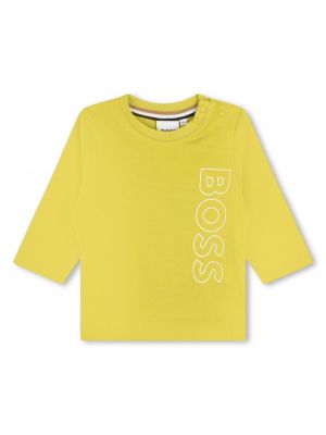 T-shirt con stampa a maniche lunghe Boss Kidswear giallo