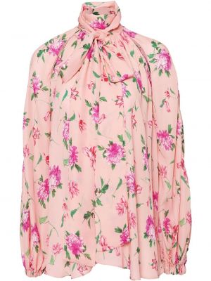 Trykt floral bue krage bluse Carolina Herrera rosa