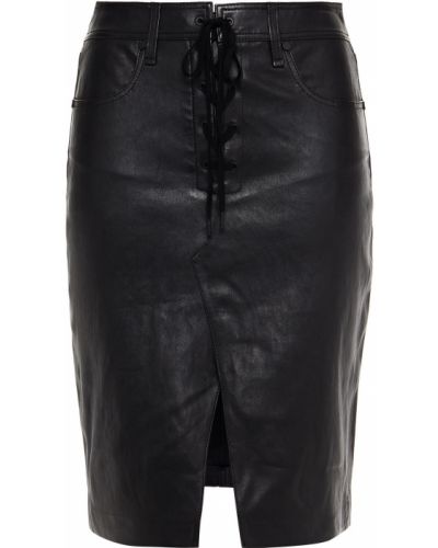 Кружевная кожаная юбка на шнуровке Rag & Bone, черный