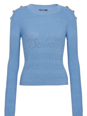 Голубой пуловер Balmain