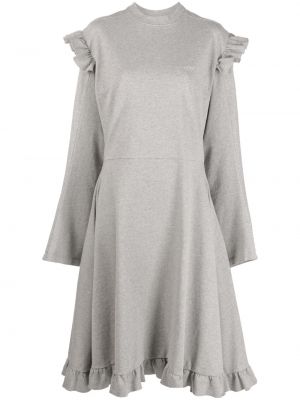 Bavlnené šaty s volánmi Vetements sivá
