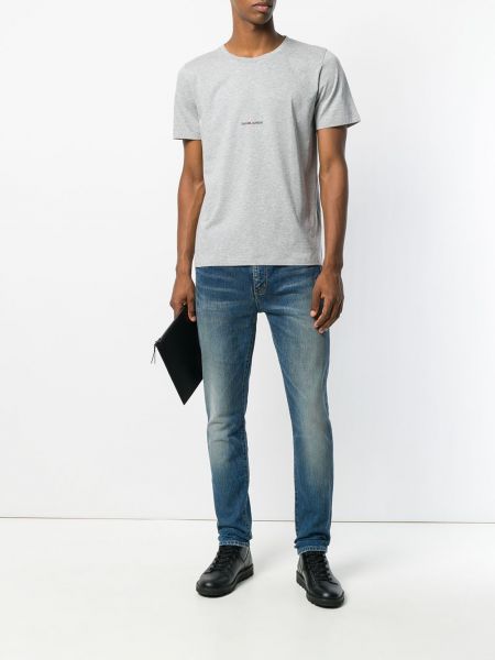 Raštuotas marškinėliai Saint Laurent pilka