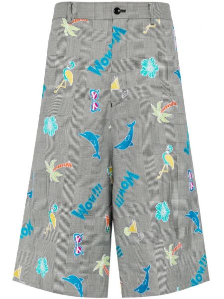 Bermuda kratke hlače z vezenjem s karirastim vzorcem Comme Des Garcons Homme siva