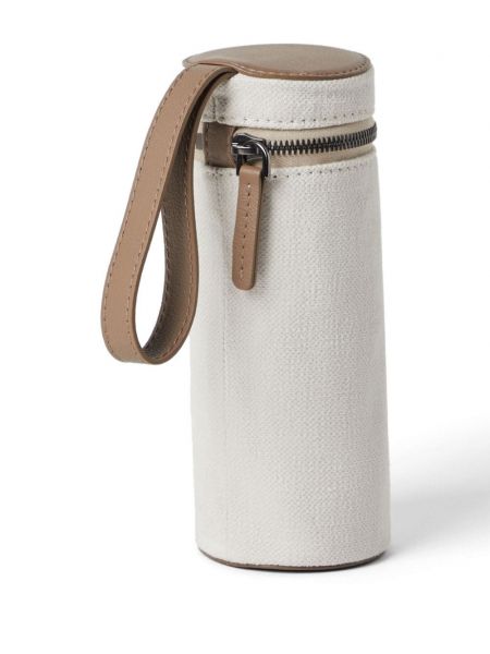 Bavlněná lněná taška s výšivkou Brunello Cucinelli bílá