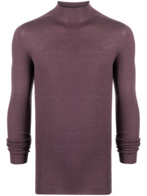 Pull en tricot à col montant Rick Owens violet
