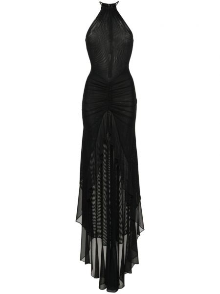 Мрежеста вечерна рокля David Koma черно