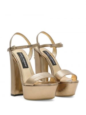 Leder sandale Dolce & Gabbana gold