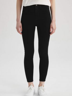 Priliehavé skinny fit džínsy s vysokým pásom Defacto čierna