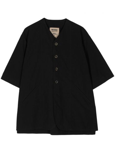 Medvilninė marškiniai v formos iškirpte Uma Wang juoda