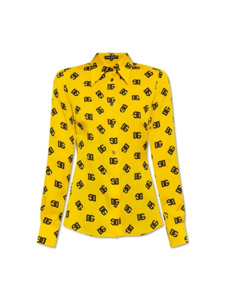 Jedwabna koszula Dolce And Gabbana żółta