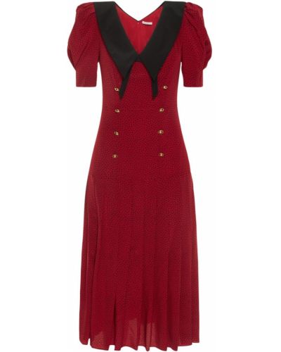 Krepové hedvábné midi šaty s mašlí Alessandra Rich červené