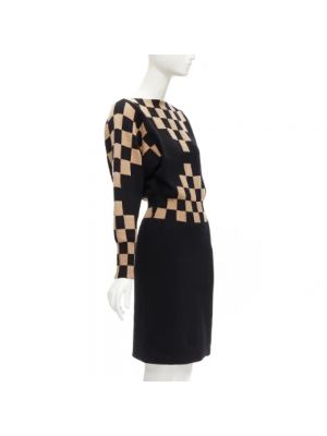 Vestido de lana Louis Vuitton Vintage negro